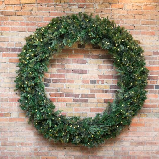 60" Warm White LED Lights Cashmere Artificial Christmas Wreath